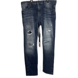 Mavi Marcus Slim Straight Leg Denim Edgy Jeans Destructed Size 34/32